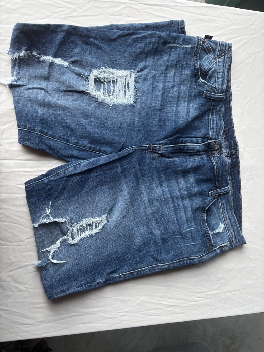 Rock & Republic Distressed Blue Straight Leg Jeans